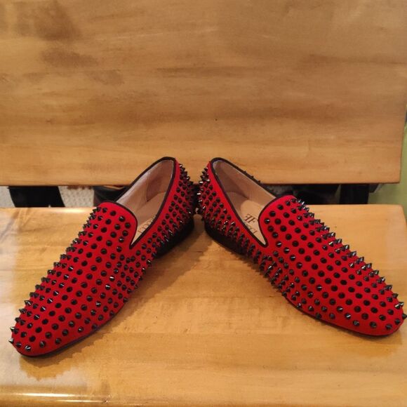 Ferucci velvet red studded loafers/slippers size 10 main image 9